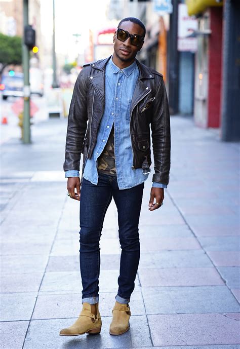 Uncover the most stylish men's denim jackets around this season on boohoo. OOTD: CHELSEA BOOTS + LEATHER JACKET - Norris Danta Ford