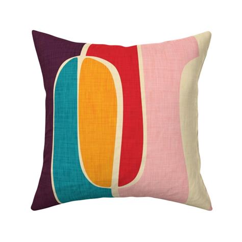 Mid Century Modern Throw Pillow Retro Waves By Bruxamagica Colorful