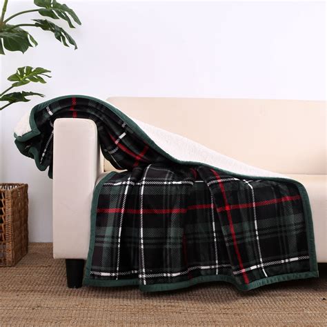 Better Homes And Gardens Sherpa Throw Blanket 50 X 60 Green Plaid