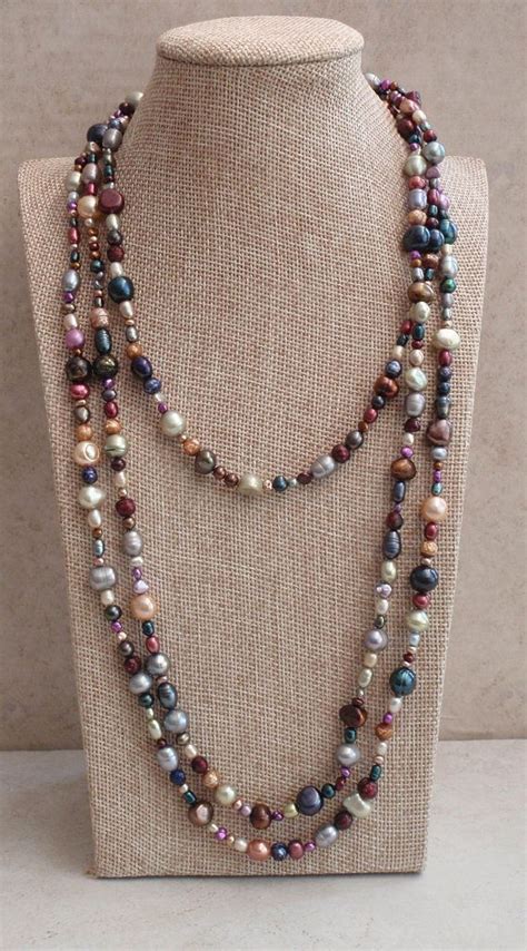Pearl Necklace Multi Color Multi Shape Freshwater Pearls 70 Inch