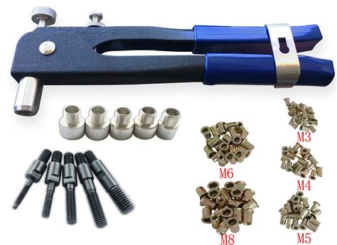 Hand Rivet Tool Set Threaded Riv Nut Riveter Metal Gun 100pc M3 M4 M5