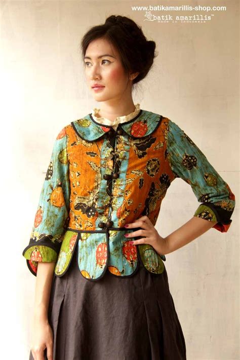 Batik Amarillis Piccola Jacket In Jewel Colored Batik Wonogiren Indonesia Take A Fresh