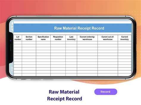 EXCEL Of Material Receipt Record Xlsx WPS Free Templates