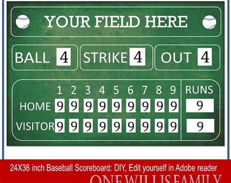 Diy Baseball Scoreboard Baseball Birthday Party Decoration Scoreboard