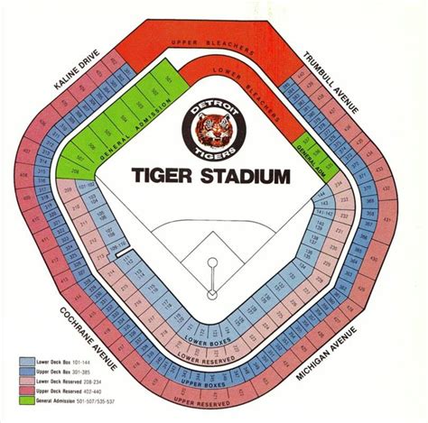 Seating Chart Of The Former Tiger Stadium In Detroit Mi Tiger