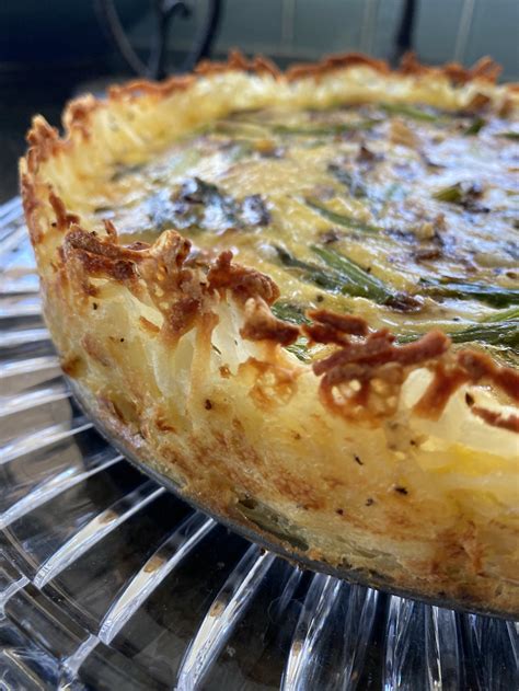 Spring Quiche With A Hash Brown Crust Shredded Sprout