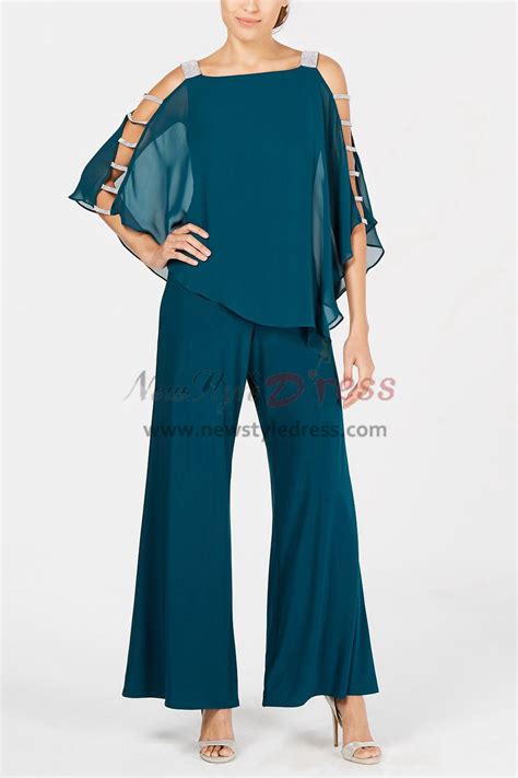 Greenblack Hunter Two Piece Mother Of The Bride Pantsuits Overlay Top Trousers Set 2019 New