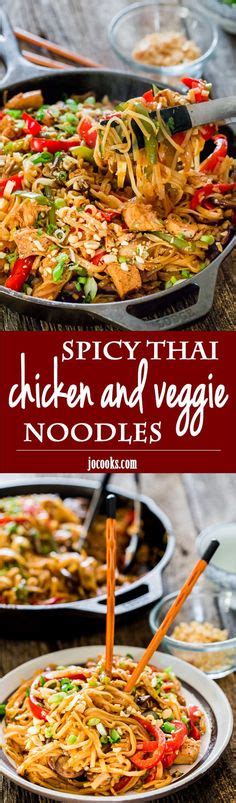 Spicy Thai Chicken And Veggie Noodles The Best And Easiest Way To Make Thai Style Noodles