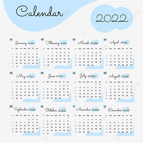 Gambar Kalender 2022 Estetika Dengan Latar Belakang Abstrak Biru