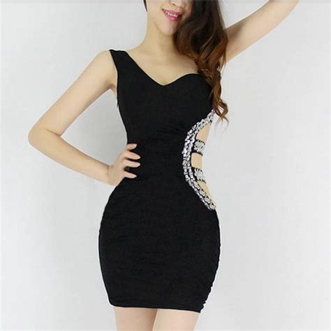 Diamonds Cut Out Sexy Style Sleeveless One Shoulder