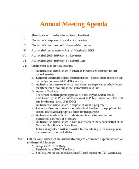 Annual Meeting Agenda Template