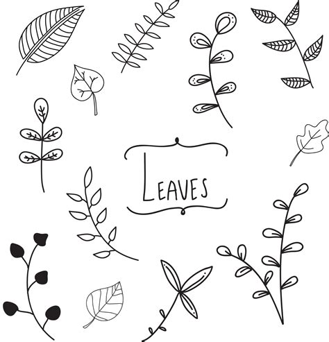 Hand Drawn Clip Art Leaves Commercial Use Doodle Art Svg Png Etsy