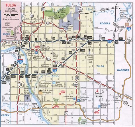Tulsa Ok Roads Map Free Highway Tulsa City And Surrounding Area