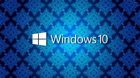 Windows 10 Text Logo On Blue Vintage Pattern Wallpaper Computer