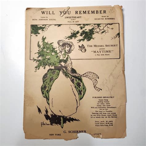 Antique Will You Remember Sweetheart Sheet Music Piano Vocals Etsy