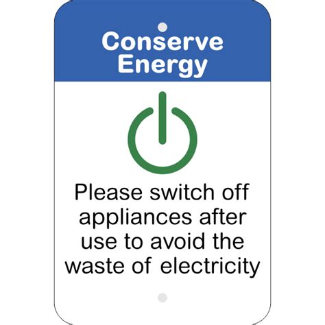 Vertical Appliances Off Conserve Energy Sign Custom Signs