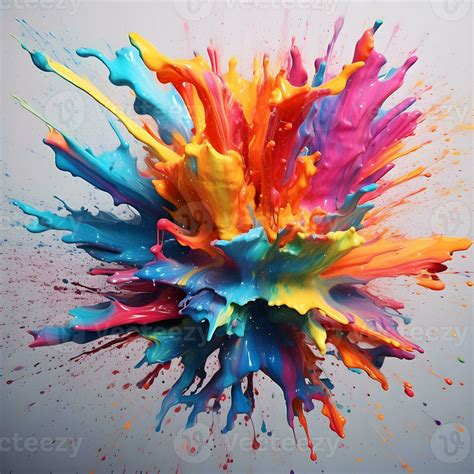 Rainbow Colored Liquid Explosion Illustration Abstract Multicolor