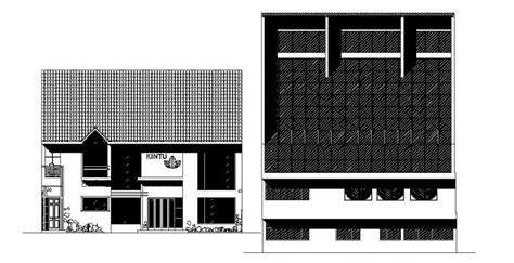 Multi Story Hotel Building Main And Back Elevation Cad Drawing Details