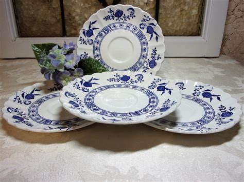 J G Meakin Classic White Nordic Saucers Set Of Blue Etsy