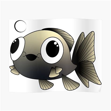 Cute And Derpy Black Moor Goldfish Poster By Acreativefish Redbubble