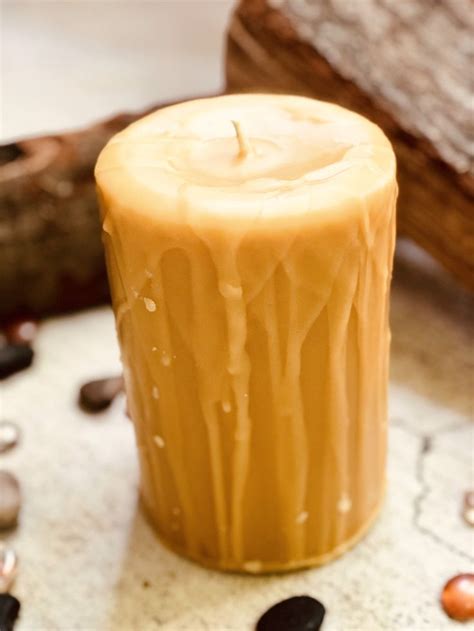 Pure Beeswax Candles Handmade Drip Candle 4 Inch Wide Pillar Etsy