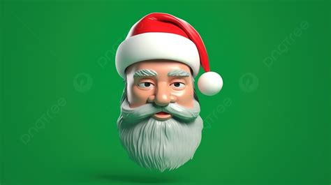 High Resolution Santa Claus Face On Green Background 3d Realistic