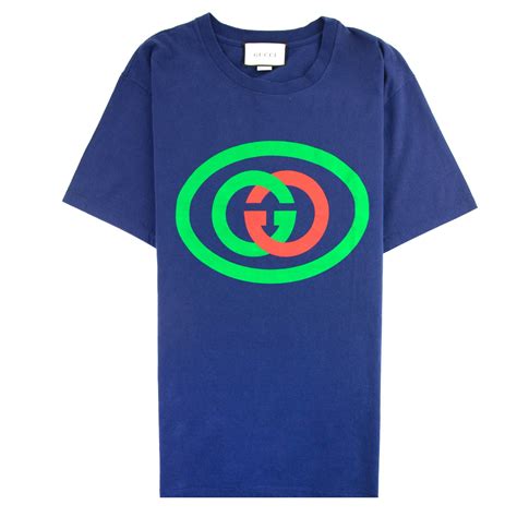 Gucci Oversized T Shirt With Interlocking G Dark Blue Onu