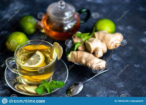 Ginger Tea With Lemon Promotes Weight Loss Stock Image Image Of