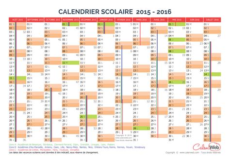 Calendrier Scolaire Annuel 2015 2016 Avec Affichage Des Jours Fériés