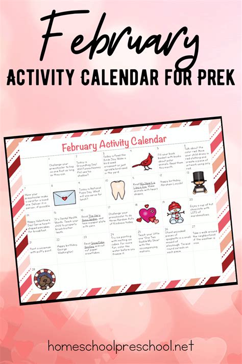 February Preschool Printable Amp Calendar Of Activities