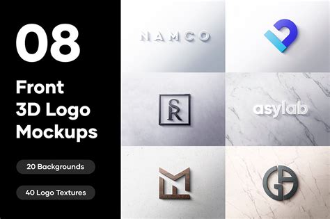 8 Front 3d Logo Mockups Design Cuts