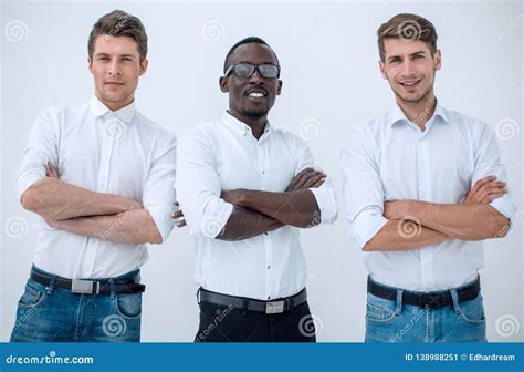 Three Confident Business Men Standing Together Stock Image Image Of