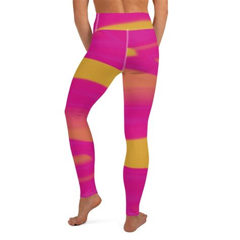 Neon Pink Abstract Yoga Pants Leggings Etsy