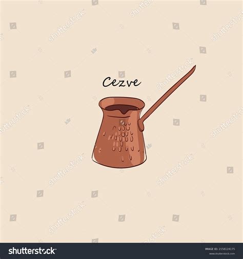 Vector Handdrawn Illustration Copper Cezve Coffee Stock Vector Royalty