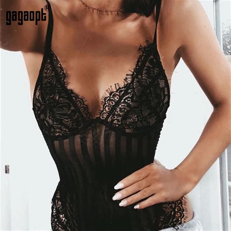 Gagaopt 2018 Sexy Lace Bodysuits Women Hollow Out Skinny Bodysuits