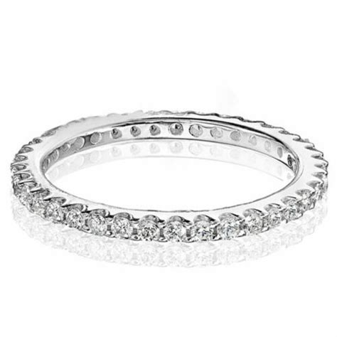 eternity 925 sterling silver stackable wedding ring black cz women 2mm thin band ebay