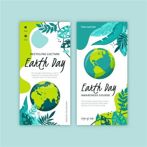 Paquete De Banners Verticales Planos Del Día De La Tierra Vector Gratis