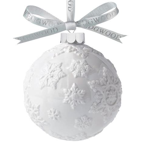 2012 Wedgwood White Snowflake Ball Porcelain Ornament