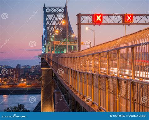 Long Exposure Shot Of Jacques Cartier Bridge Illumination In Montreal