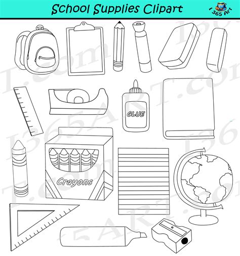 Black And White School Supplies Clipart 10 Free Cliparts Download