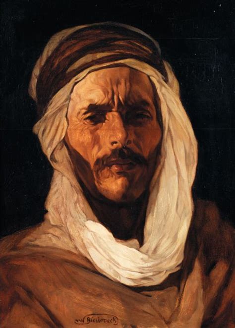 Jules Van Biesbroeck Portrait Of An Arab Man Oil On