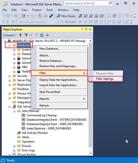 How To Filter Objects In Ssms