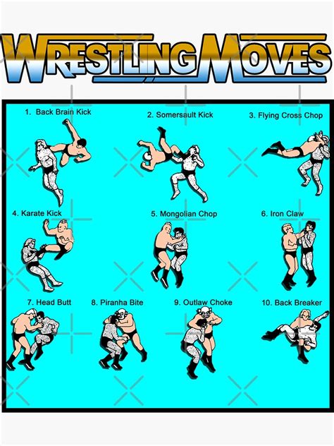Wrestling Moves Sticker For Sale By Bcide Redbubble