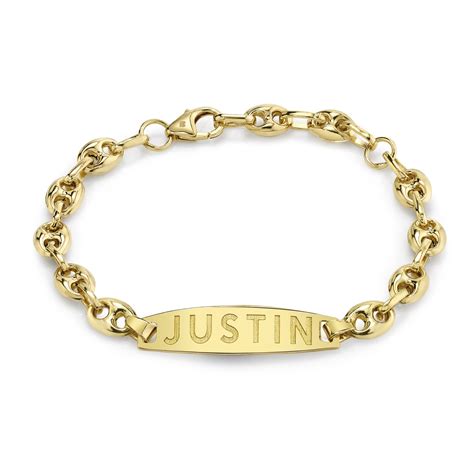 Kids 14k Yellow Gold Marina Chain Id Bracelet