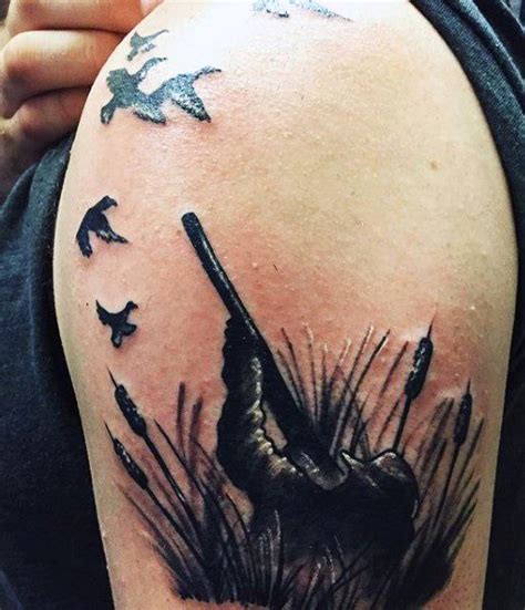 57 Attractive Hunting Shoulder Tattoo Designs Duck Hunting Tattoos