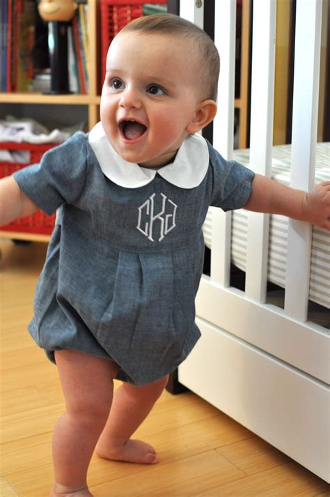 Boys Chambray Bubble With Monogram Boy Outfits Baby Boy Outfits Boy