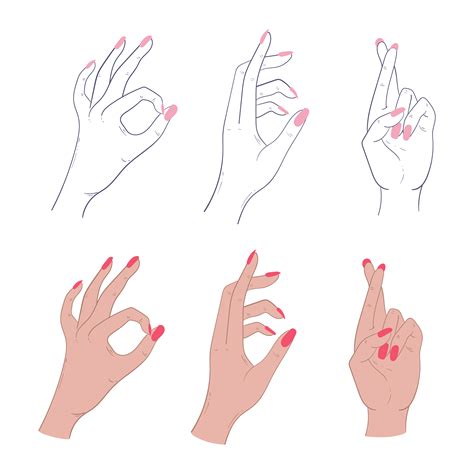 Set Of Feminine Hand Gestures 944012 Vector Art At Vecteezy