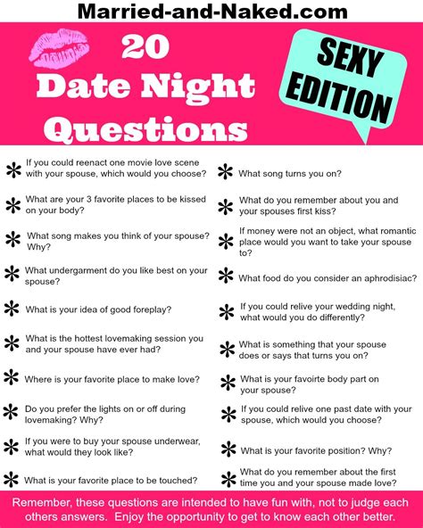 Sexy Date Night Questions For Married Couples Free Printable From