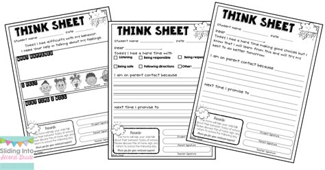 The Think Sheet The Best Behavior Management Tool Sliding Into 2nd Grade