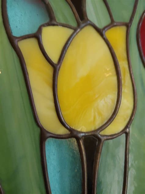 Stained Glass Tulip Window Panel Glass Flower Spring Etsy